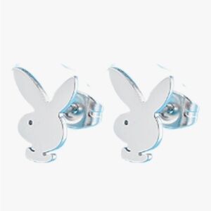 NEW PLAYBOY Silver Playboy Bunny Surgical Steel Stud Earrings